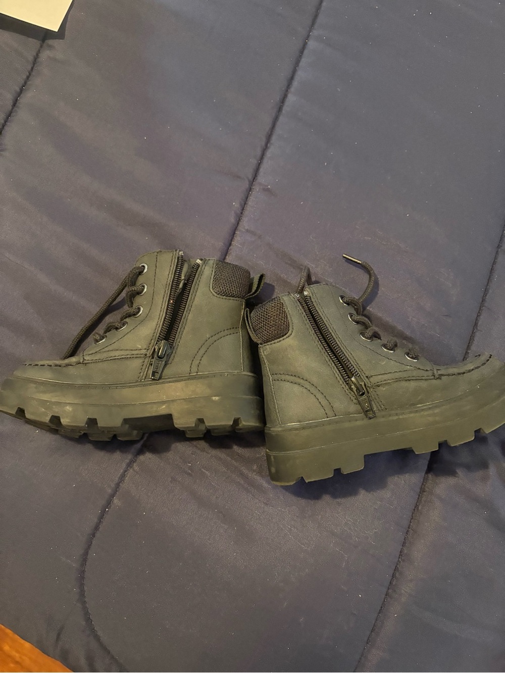 H&M Black Kids' Lace-Up Boots with Side Zipper